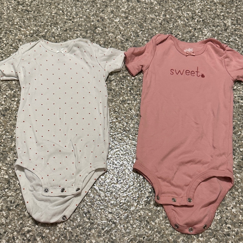 Child of Mine Pink and White Bodysuits Set